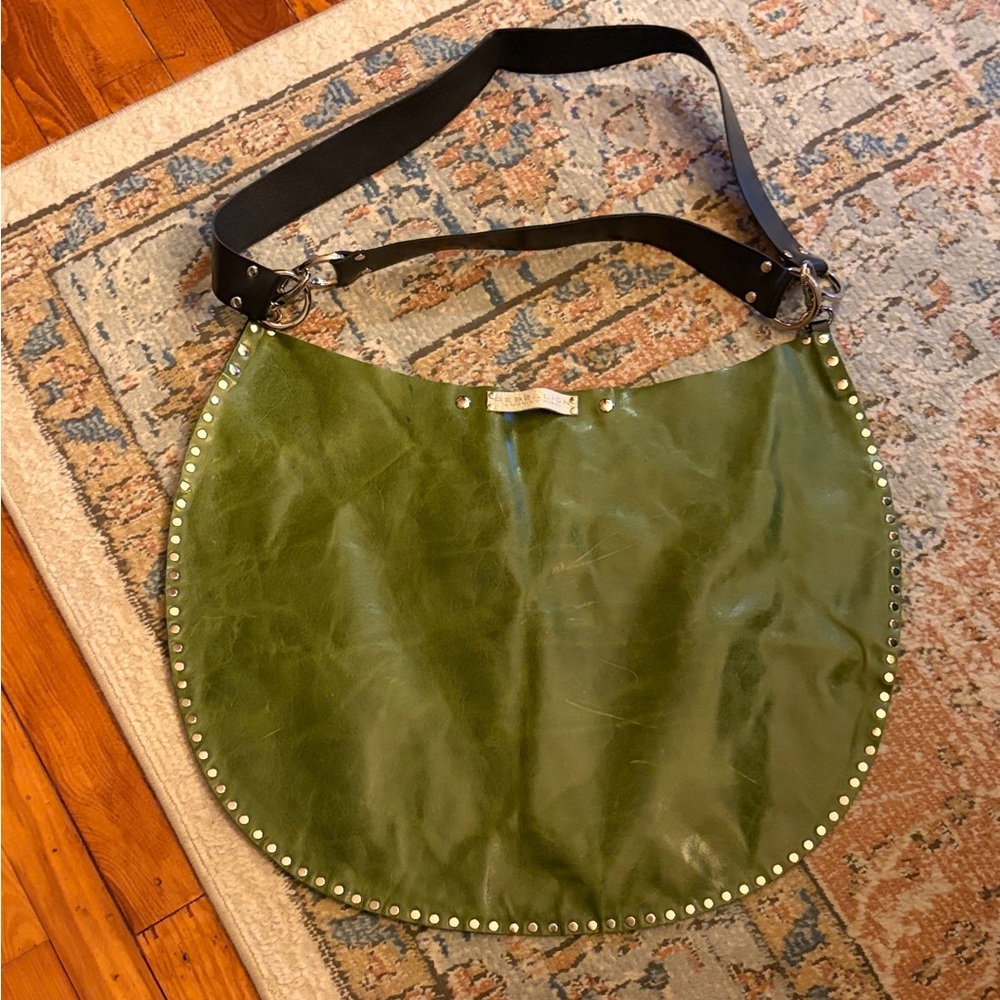 Green Leather Studded Women's Bag by Rebellion